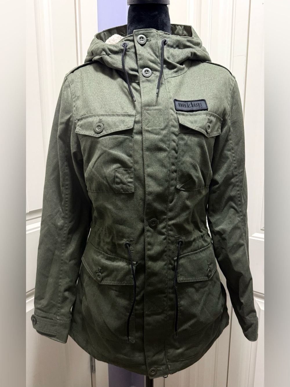 Oakley Olive Green Sherpa Lined Utility Hooded Field Jacket